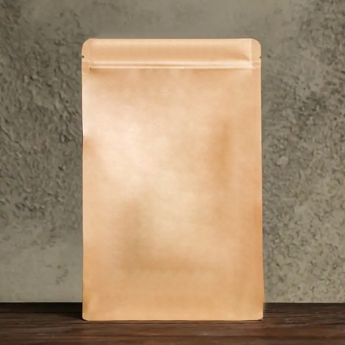 Пакет Zip - lock, крафт, с плоским дном, прямоугольное окно, 16×26 см