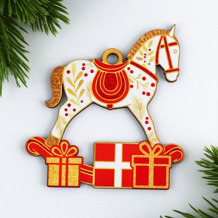 Ёлочная игрушка новогодняя «Конь», на Новый год, 8,8 х 9,2 см Ёлочная игрушка новогодняя «Конь», на Новый год, 8,8 х 9,2 см