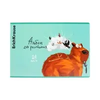 Альбом для рисования А4, 24 листа, на скобе ErichKrause Happy Capy, МИКС