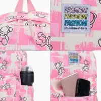 Рюкзак школьный на молнии, с карманами, с принтом, размер 28.5&times;12&times;41 см, розовый