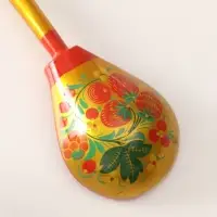 Ложка деревянная &laquo;Наша традиция&raquo;, полубаская, ручная роспись, 18.5&times;6.5 см, хохлома