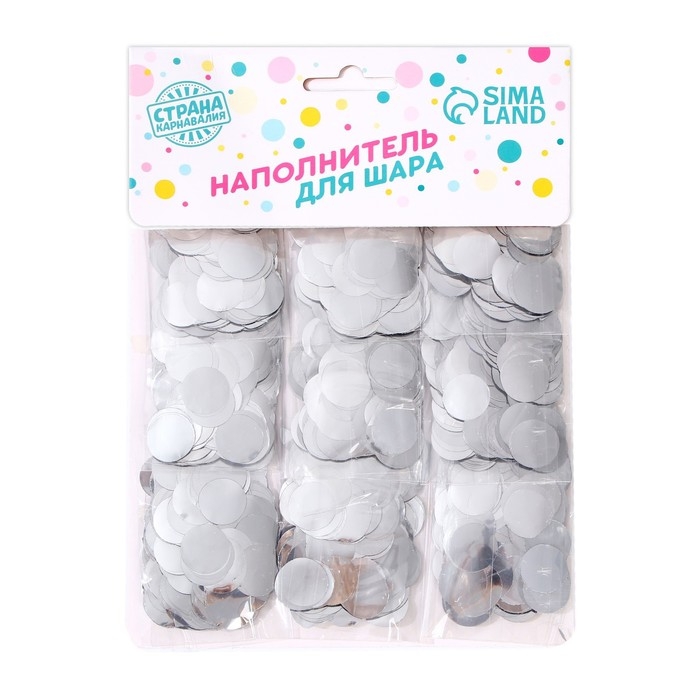 Наполнитель для шара «Круг серебро», 1,5 см, 5 г в пакете, набор 9 шт. Наполнитель для шара «Круг серебро», 1,5 см, 5 г в пакете, набор 9 шт.