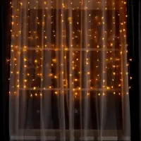 Гирлянда &laquo;Занавес&raquo; 2&times;1.5 м, IP20, прозрачная нить, 360 LED, свечение жёлтое, 8 режимов, 220 В