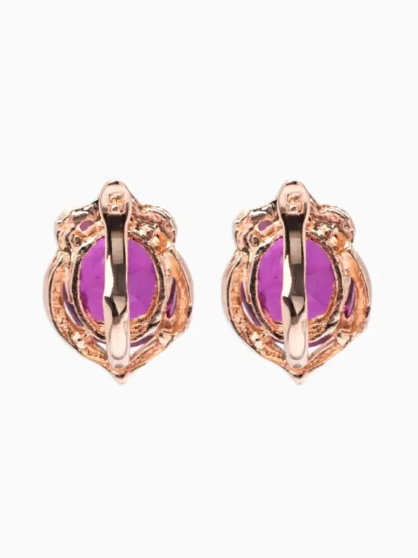Серьги со стразами &laquo;Эдель&raquo;, овальчик, фиолетовые в золоте
