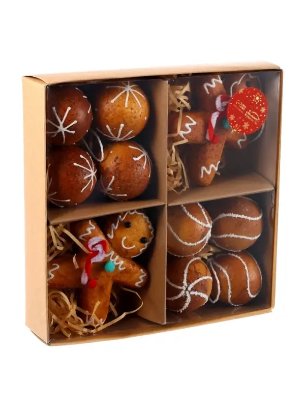 Набор украшений пластик 10 шт "Печенье"  d-6 см и 9,5х12 см, коричневый