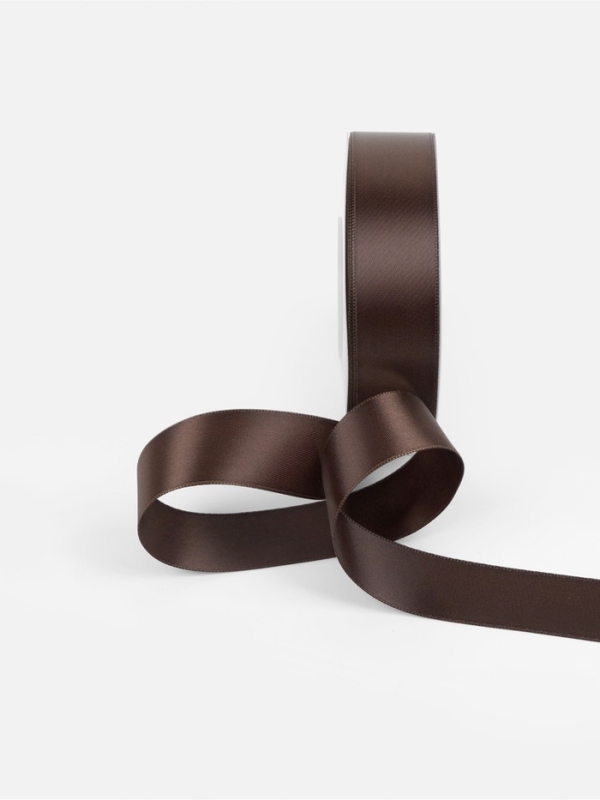 Лента атласная двухсторонняя №0850 25мм*25±1м орехово-коричневый TR