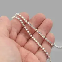 Цепь со стразами, с голографией, металл, стекло, 3 мм, 9&plusmn;1 м, цвет серебряный