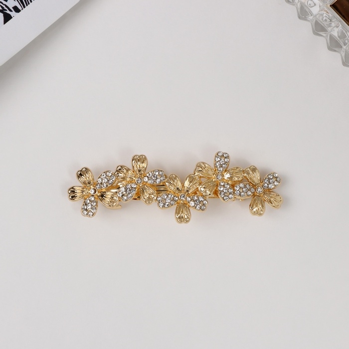 Заколка-автомат для волос Заколка-автомат для волос "Олвен" цветы, 6,5 см, золото