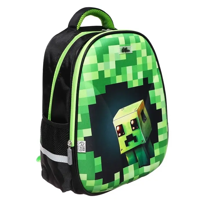 Рюкзак школьный, каркасный, 39&times;30&times;14 см &laquo;Пиксельный мир&raquo;