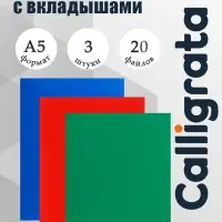 Набор папок А5, 20 вкладышей, Calligrata, микс, 3 штуки