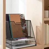 Лоток для бумаг металлическая сетка, 5 отделений, чёрный