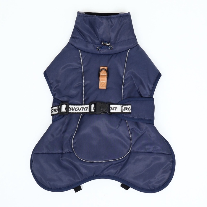 Попона для больших собак, мембранная ткань,  размер 2XL (ДС 43, ОШ 46, ОГ 62-68 см), синяя