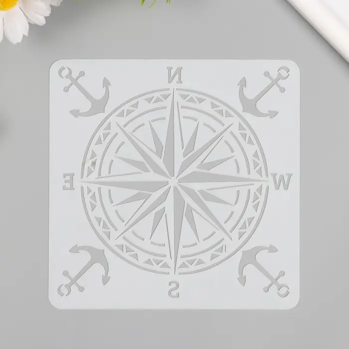 Трафарет пластик "Компас, якорь" 15х15 см