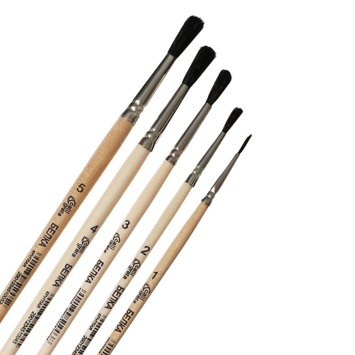 Набор кистей Белка 5 штук, Calligrata №4 (круглые №: 1, 2, 3, 4, 5), деревянная ручка, в пенале Набор кистей Белка 5 штук, Calligrata №4 (круглые №: 1, 2, 3, 4, 5), деревянная ручка, в пенале