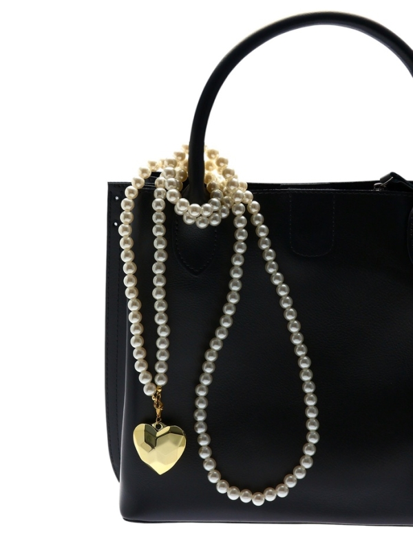 Портупея жемчужная с кулоном «Сердце», 129 см, белая в золоте Портупея жемчужная с кулоном «Сердце», 129 см, белая в золоте