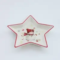 Блюдо сервировочное новогоднее Доляна &laquo;Снежное чудо&raquo;, 24.5&times;23.5&times;3.5 см, доломит, белая, красная