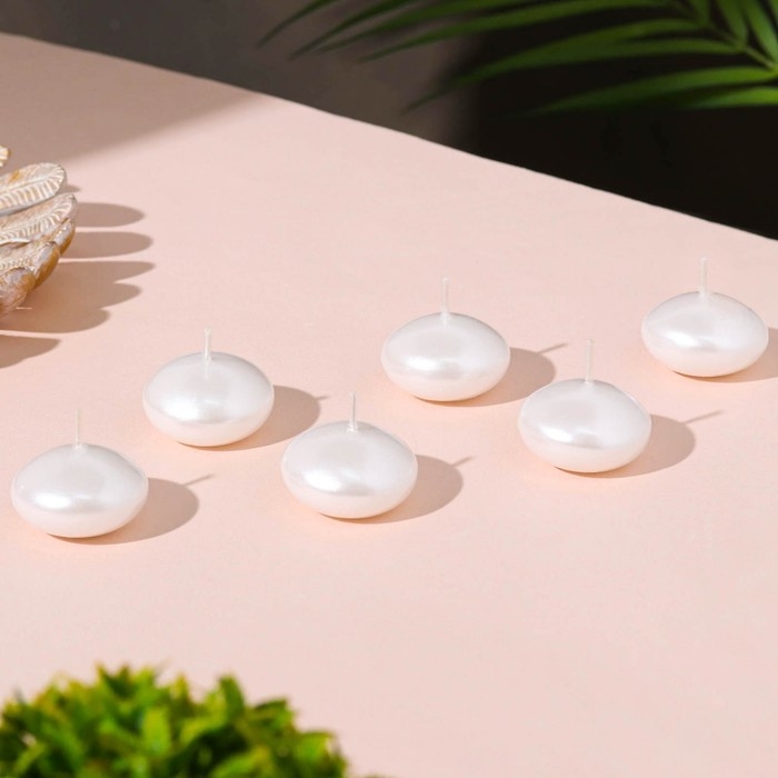 Набор плавающих свечей Набор плавающих свечей "Овал", 6 штук, перламутровая, 4×2см