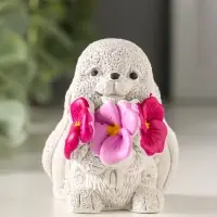 Статуэтка "Кролик с анютиными глазками" 6х6х4, цветной