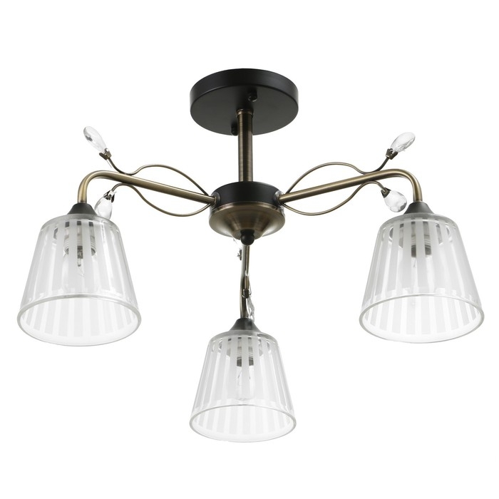 Люстра Люстра "Шарлин" 3хЕ27 40Вт черный-латунь 49х49х29 см BayerLux