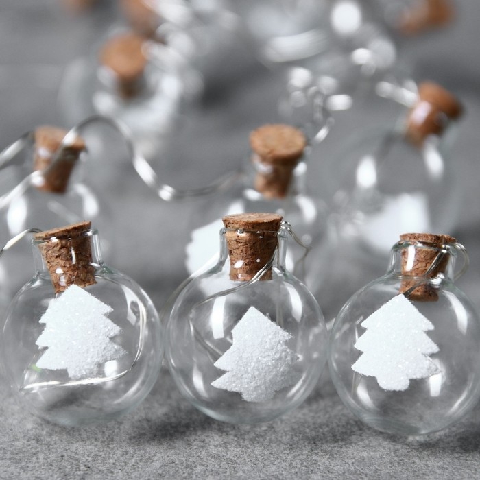 Гирлянда «Нить» 1.6 м с насадками «Шарики с ёлочкой», IP20, серебристая нить, 15 LED, батарейки ААх2 (нет в комплекте), свечение белое Гирлянда «Нить» 1.6 м с насадками «Шарики с ёлочкой», IP20, серебристая нить, 15 LED, батарейки ААх2 (нет в комплекте), свечение белое