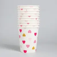 Стакан одноразовый бумажный "Сердца", 250 мл Стакан одноразовый бумажный "Сердца", 250 мл