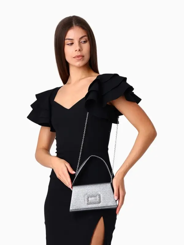 Сумка-клатч женская вечерняя на магните, серая