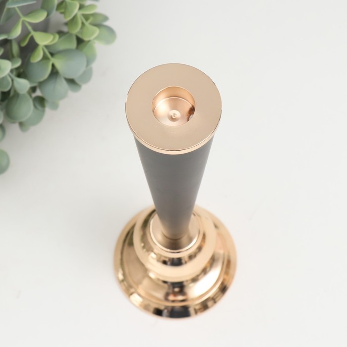 Подсвечник металл на 1 свечу  Подсвечник металл на 1 свечу "Эвиан" d=1,5 см чёрный с золотом 9х28 см