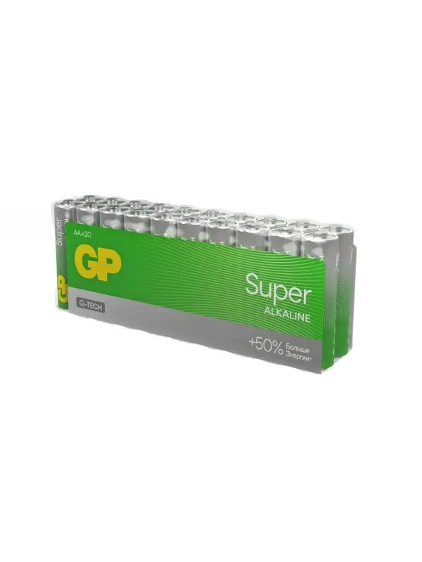 Батарейка алкалиновая GP Super Alkaline G-Tech, AA, LR6-20BOX, 1.5 В, набор, 20 шт.