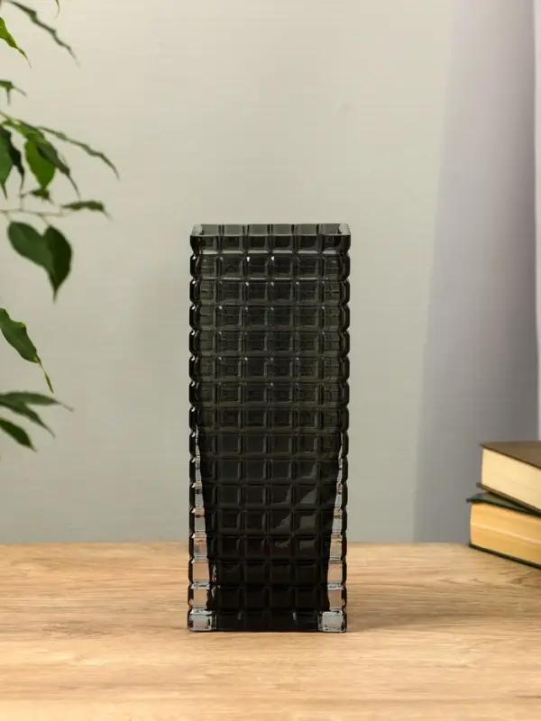 Ваза стекло настольная  Ваза стекло настольная "Валери" кубики, 24,5х10 см, серый