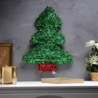Светодиодная фигура из мишуры &laquo;Елочка зеленая&raquo; 36&times;28 см, 20 LED, батарейки AG10&times;3 (в комплекте), свечение тёплое белое