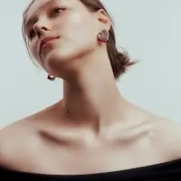 Серьги &laquo;Сердце двойное&raquo;, красные в серебре