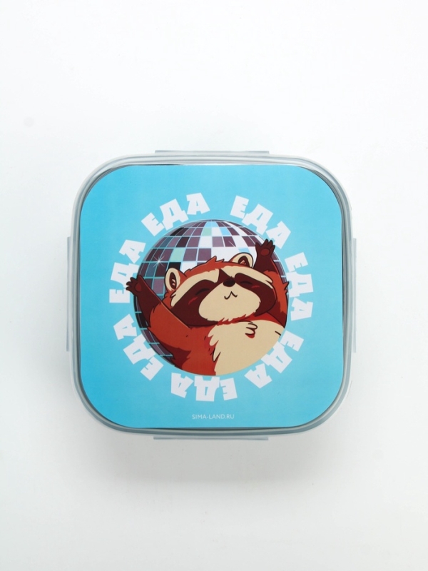 Ланч - бокс с ложкой, «Енот», 17,8 х 17,8 х 7 см