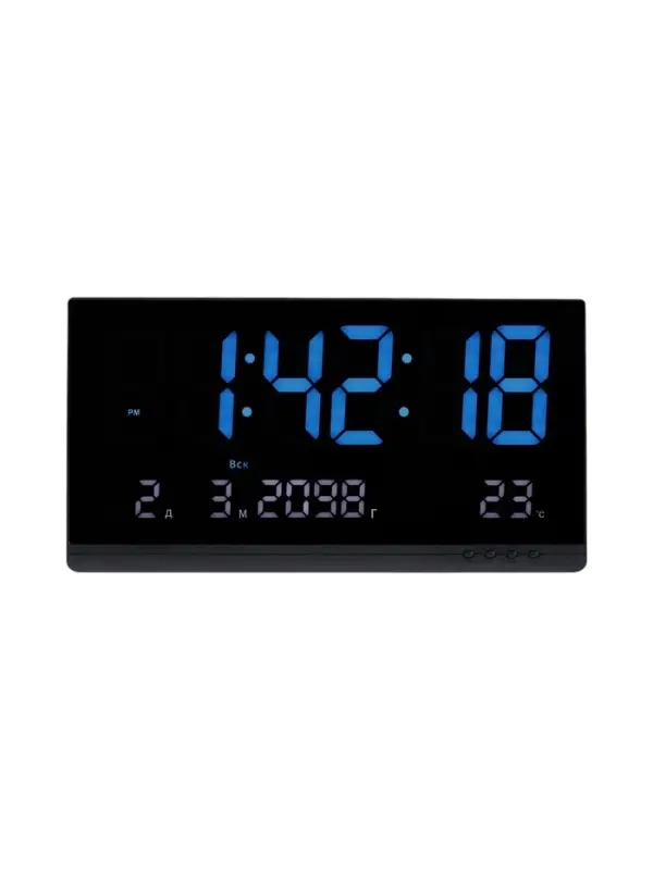 Часы электронные настенные, 47.5&times;25.3 см, синие цифры