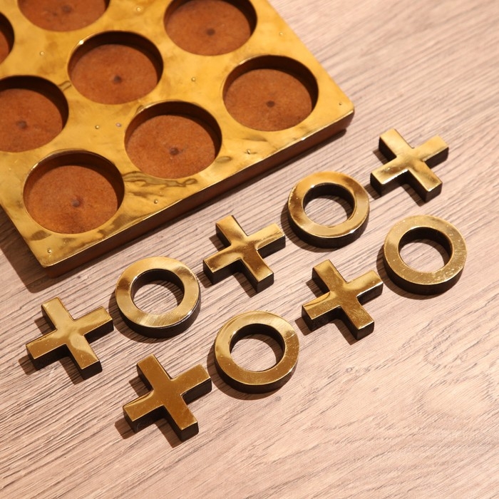 Игра настольная  Игра настольная "Крестики-нолики" 18х18 см, манговое дерево, латунь