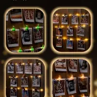 Гирлянда &laquo;Нить&raquo; 2 м, роса с насадками &laquo;Прищепки-цыплёнок&raquo;, IP20, серебристая нить, 20 LED, от батареек АА&times;2, свечение тёплое белое