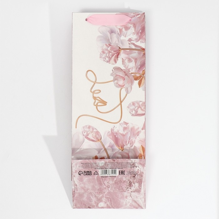 Пакет подарочный под бутылку, упаковка, «Нежность», 13 х 36 х 10 см Пакет подарочный под бутылку, упаковка, «Нежность», 13 х 36 х 10 см