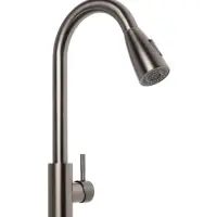 Смеситель для кухни ZEIN Z4961, нержавеющая сталь, с выдвижной лейкой, 2 режима, серый