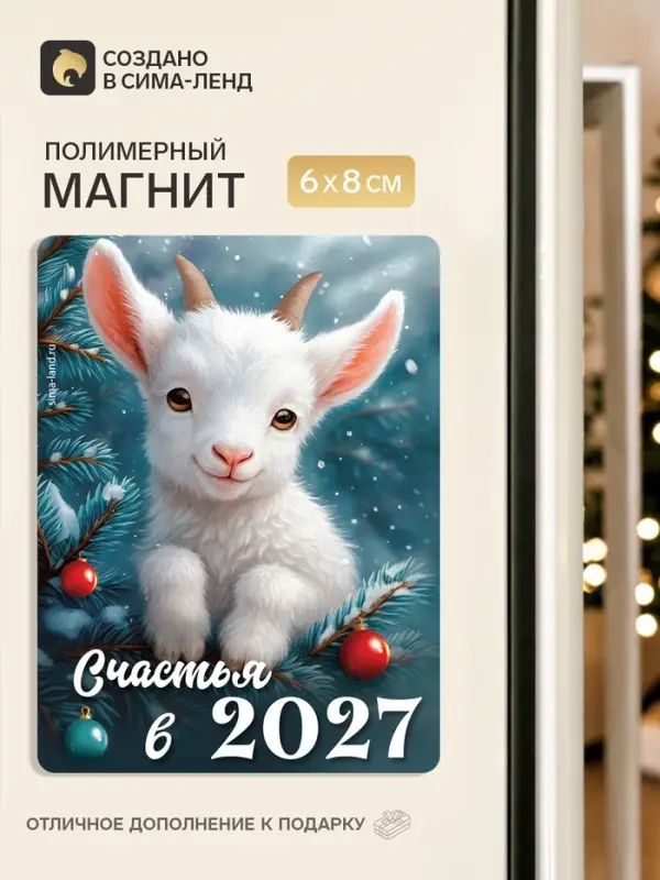 Магнит новогодний, полимерный &laquo;Счастья 2027&raquo;, 8&times;6 см