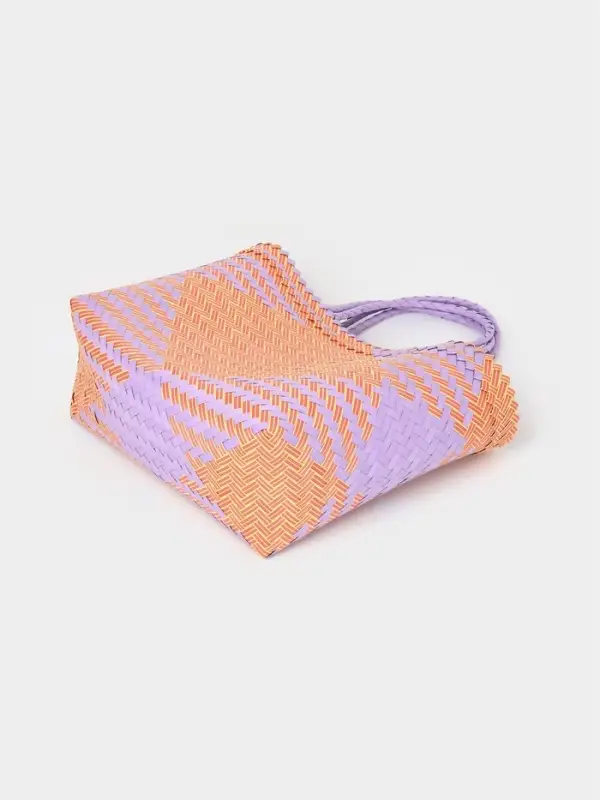 Сумка плетёная, 30&times;10&times;30 см, пластик, сиренево-жёлтая