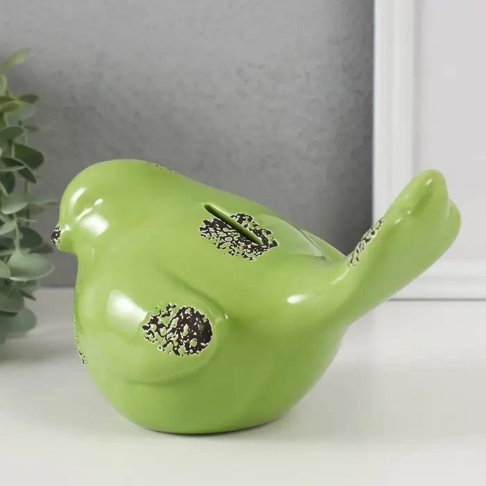 Копилка для денег &laquo;Зелёный воробышек&raquo;, керамика, 18.8 11.9&times;13 см