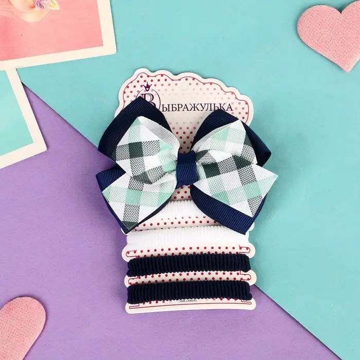 Набор для волос Набор для волос "Малютка" (4 резинки, 1 зажим) сине-белый