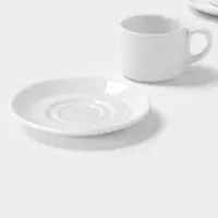 Чайный сервиз Magistro Basic bistro, 2 персоны, 4 предмета: 2 чашки 200 мл, 2 блюдца d=15 см, фарфор, белый