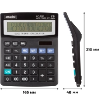Калькулятор настольный Attache AF-888 16 разрядный черный 210x165x48 мм