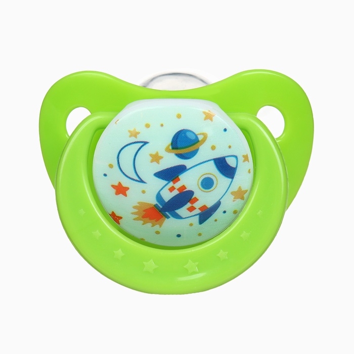 Пустышка ортодонт., с колпачком и держателем, от 0 мес., цвет Зеленый / Синий