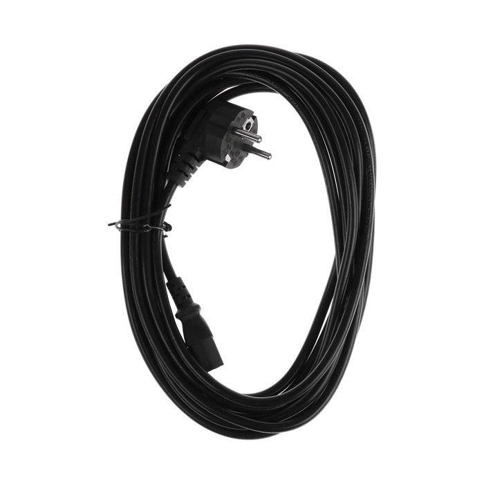 Кабель питания Luazon KDGN-005, Schuko - C13, 10 А, 5 м, 3-х жильный, черный Кабель питания Luazon KDGN-005, Schuko - C13, 10 А, 5 м, 3-х жильный, черный