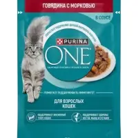 Влажный корм Purina One для кошек, говядина/морковь, 75 г