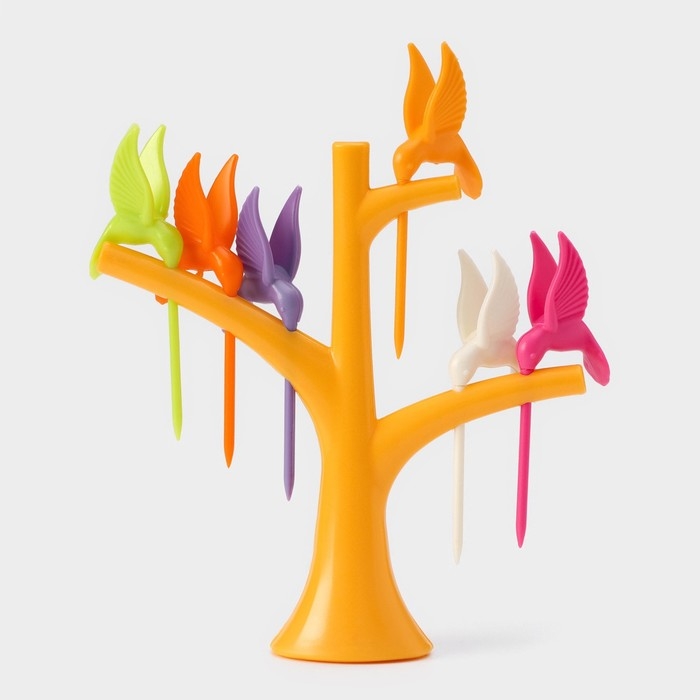 Набор для канапе «Птицы», на подставке, 6 шпажек, цвет МИКС Набор для канапе «Птицы», на подставке, 6 шпажек, цвет МИКС