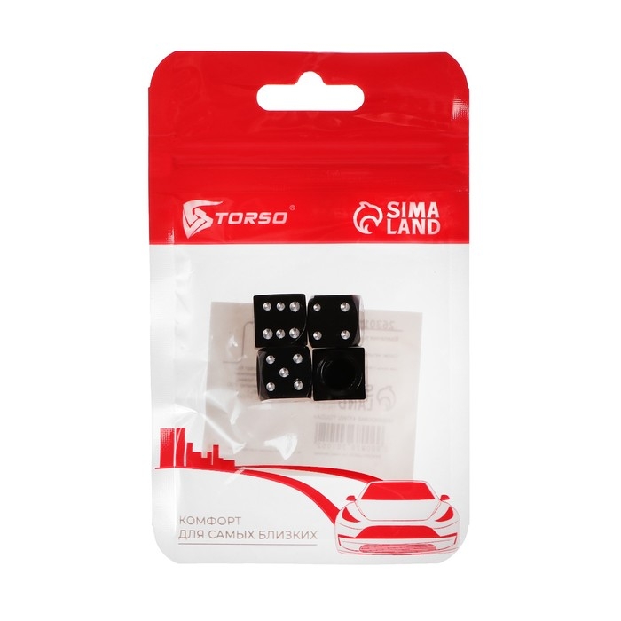 Колпачок на вентиль TORSO кубик, чёрные, набор 4 шт Колпачок на вентиль TORSO кубик, чёрные, набор 4 шт