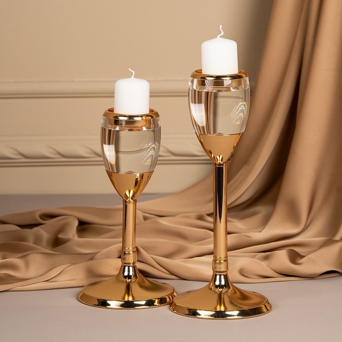 Подсвечник металл, стекло на 1 свечу «Безмятежность» цвет золото 11 х 11 х 21 см Подсвечник металл, стекло на 1 свечу «Безмятежность» цвет золото 11 х 11 х 21 см