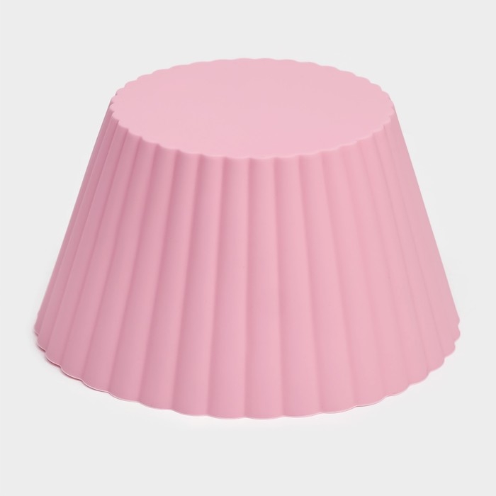 Форма для выпечки Доляна &laquo;Круг. Риб&raquo;, силикон, 10,5&times;6 см, цвет розовый